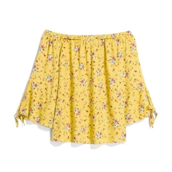 PaperMoon Off Shoulder Ditsy Floral Yellow XL Cottagecore Prairie Boho Top - Picture 8 of 8